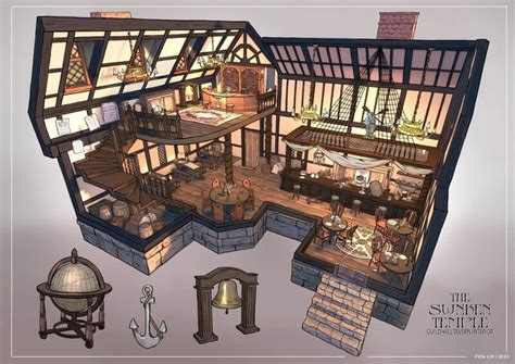 ArtStation - Guildhall Tavern - Interior, Fion Lim in 2021 | Tavern interior, Fantasy concept ...