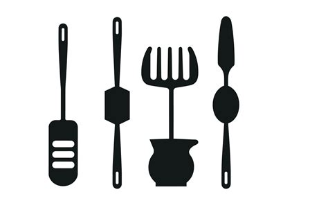 Kitchen Utensils Silhouette Vector, new kitchen tolls black, black ...