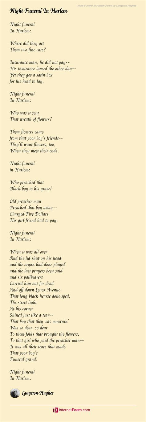 Night Funeral In Harlem Poem by Langston Hughes