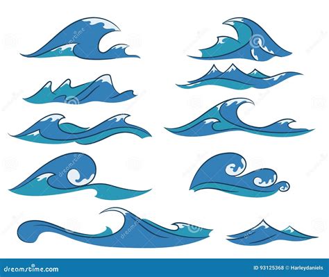 Cartoon waves set stock illustration. Illustration of hand - 93125368