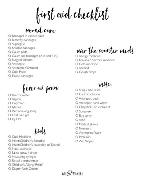 Free Printable First Aid Kit Checklist - Our Handcrafted Life