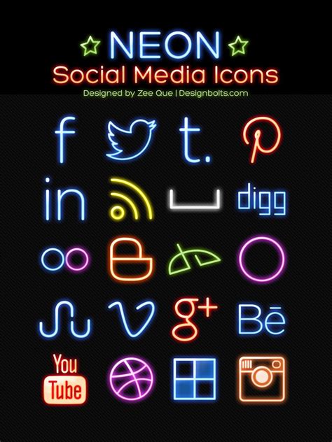 Neon Free Social Media Icons 2014 – Designbolts