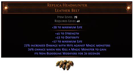 Replica Headhunter PoE Leather Belt Unique