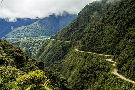 North Yungas Road, Bolivia. It may be stunning, but the road is rarely more than 3 metres wide ...