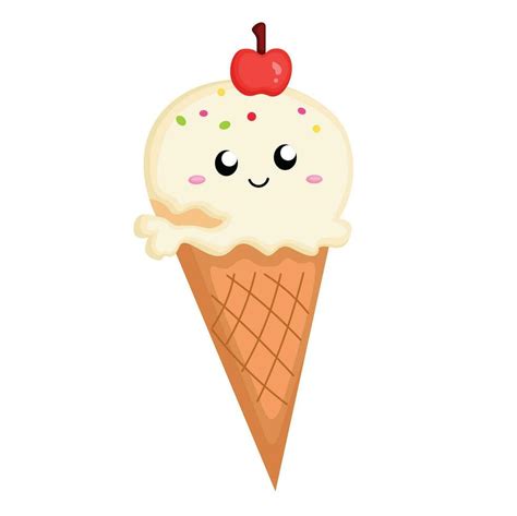 Cute Colorful Flavor Ice Cream Sweet Dessert Cartoon Illustration ...