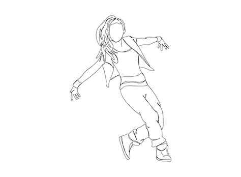 Premium Vector | Hip hop dancer single-line art drawing continues line ...