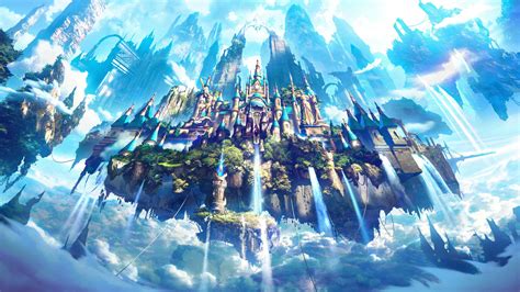 Download Floating Island Fantasy Castle HD Wallpaper by KKS