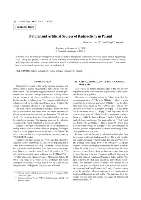 (PDF) Natural and Artificial Sources of Radioactivity in Poland