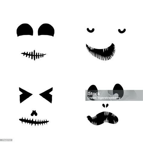 Halloween Set Of Monsters Characters Silhouettes For Carving And Cut Out Creation Halloween ...