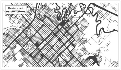 Resistencia Argentina City Map in Black and White Color in Retro Style ...