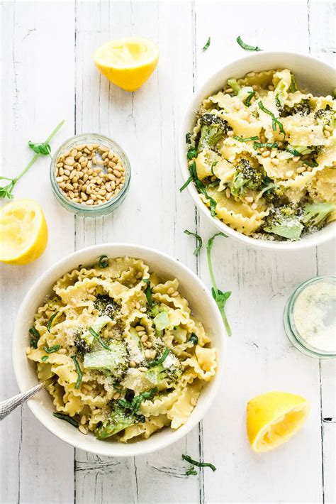 Mafalde Pasta with Broccoli, Lemon & Pine Nuts - Happy Veggie Kitchen