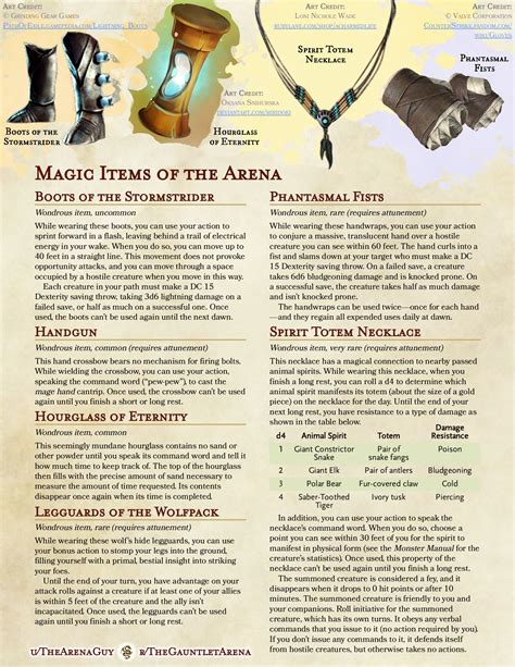 [OC][Homebrew] Magic Items of the Arena | 6 new wondrous items for ...