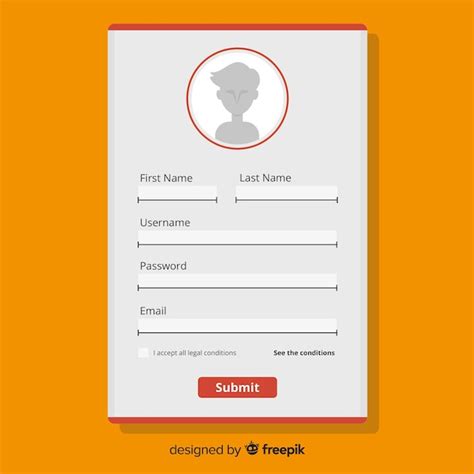 Free Vector | Modern registration form template with flat design