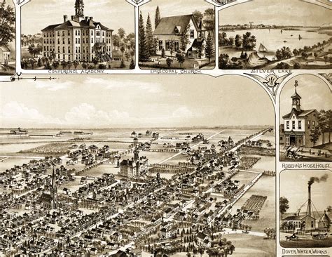 Dover, Delaware in 1885 - Bird's Eye View, Aerial, Panorama, Vintage ...