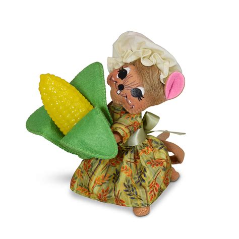 6in Harvest Girl Mouse with Corn - Annalee Dolls