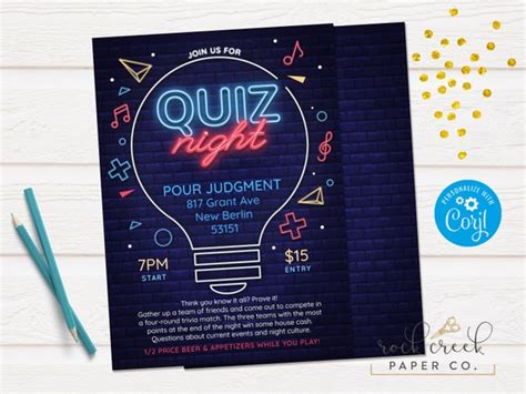 Trivia Night Invitation, Quiz Night Invitation, Pub Quiz Invitation ...