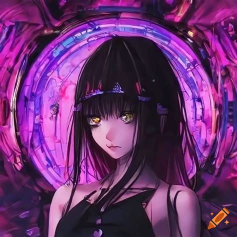 Cyberpunk angel anime girl breakcore album cover on Craiyon