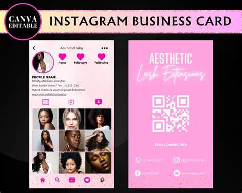 Instagram Business Card 2023, DIY Canva Business Card Template Design, QR Code Business Card ...