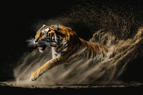 Tiger Attacking Prey