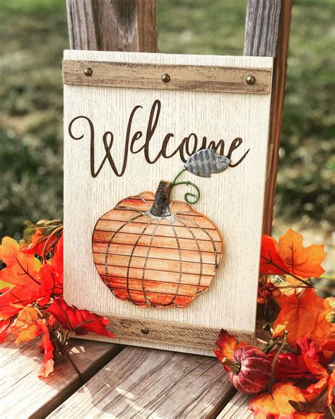 Fall Welcome Rustic pumpkin Sign – K and N Designs