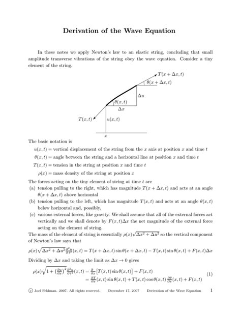 Derivation of the Wave Equation