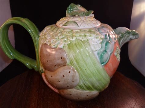 Vintage FITZ and FLOYD Teapot Vegetable Garden 1 1/4 QT 1986 | #1823699298