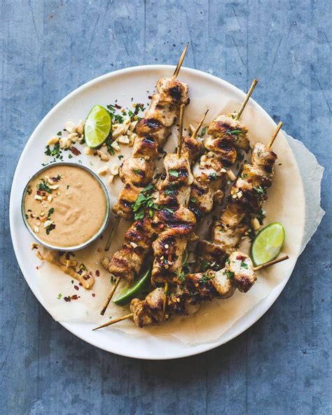 Thai Grilled Chicken Skewers with Peanut Sauce