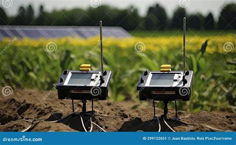 Precision Agriculture Technology with Solar-Powered Sensors in Field. Stock Image - Image of ...