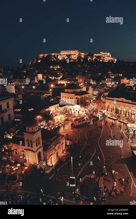 Athens skyline rooftop view at night, Greece Stock Photo - Alamy