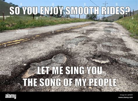 Road infrastructure damage funny meme for social media sharing. Road ...