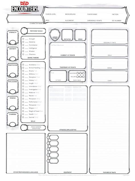 5e Printable Character Sheet