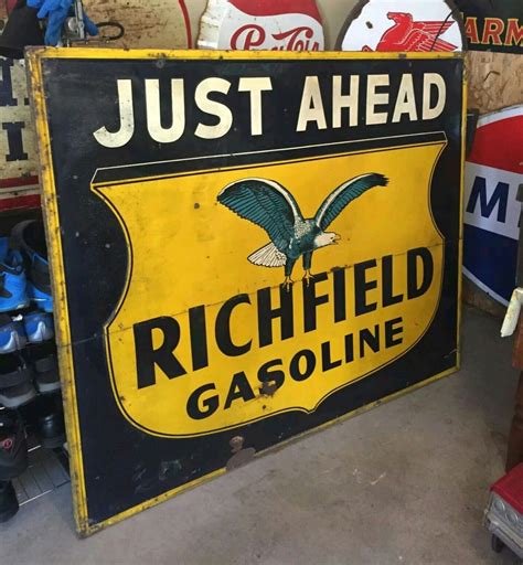 HUGE Original Richfield Gasoline Tin Sign | Old gas stations, Vintage metal signs, Old gas pumps