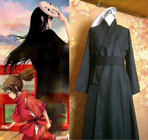 Cosplay Spirited Away No Face Personification Edition Unisex Black Kimono Costume + Free Mask ...