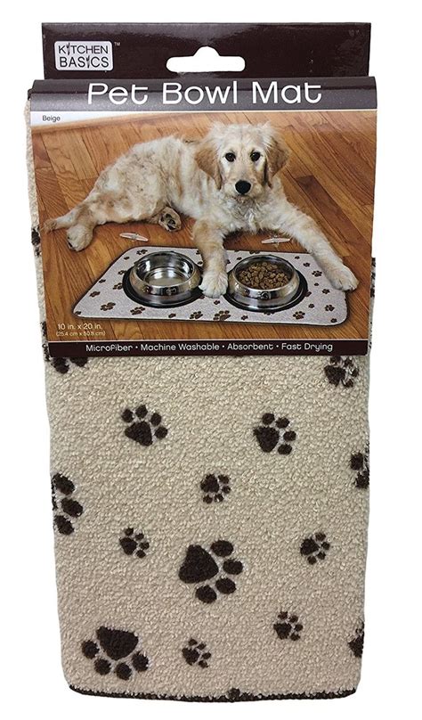 Kitchen Basics Microfiber Pet Bowl Feeding Mat, Anti-Skid and Absorbent, 10 Inch x 20 Inch | Pet ...