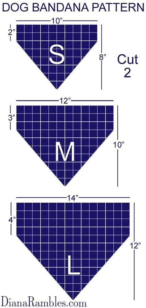 Dog Bandana Pattern Size Chart - Pattern Guidelines for Creating a Personalized Dog Bandana #ad ...