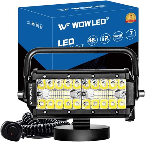 WFPOWER Magnetic LED Work Light Bar, 48W LED Combo Beam Light Pod with ...