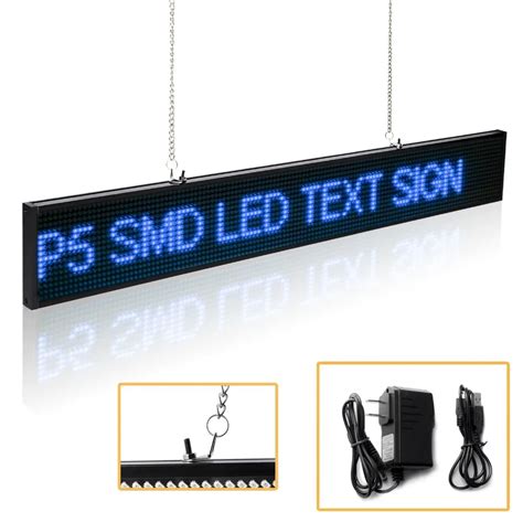 82CM 32 in blue P5 16 * 160 pixel SMD LED Sign usb Programmable ...