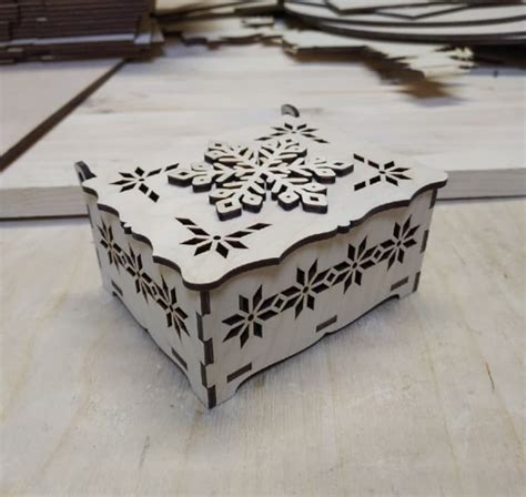 laser cut box template free Wooden Snowflake Box CDR File - Free Vector