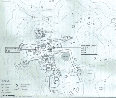 Map of Xunantunich site core and our excavation units of 2015... | Download Scientific Diagram