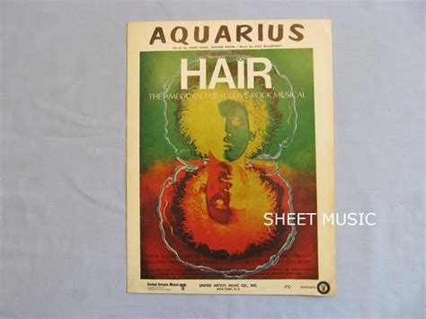 1960s Sheet Music, aquarius Song Title, Musical hair, 1967 Rock Musical ...