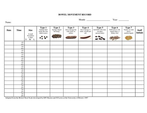 Printable Daily Bowel Movement Chart Template