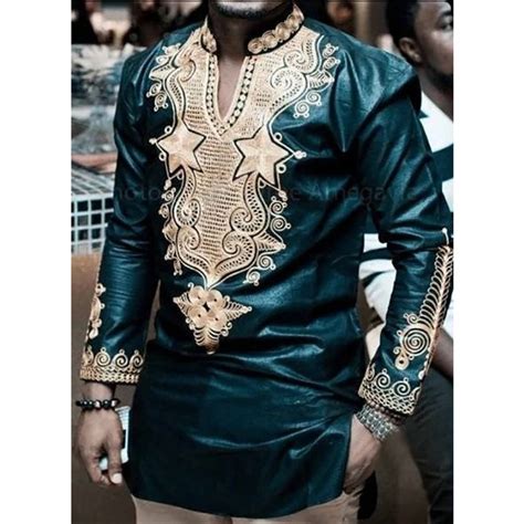 Dashiki African Traditional Tribal Clothing Men Dress Shirts Long ...