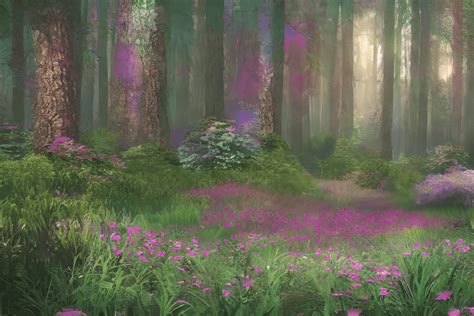 Pastel Magical Forest Landscape Background · Creative Fabrica