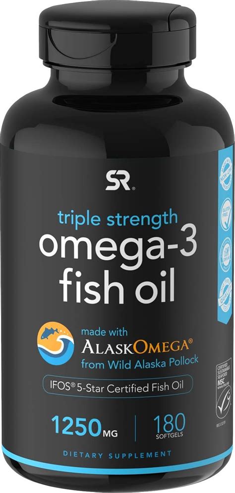 Sports Research Omega-3 Fish Oil 1250mg Triple Strength, IFOS 5 Star ...