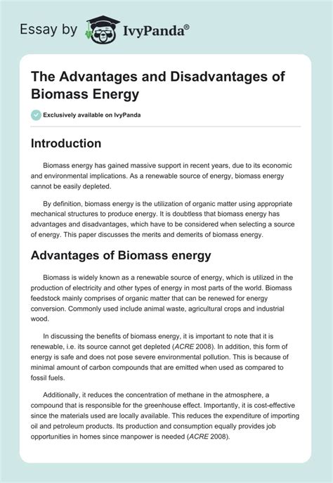 The advantages and disadvantages of Biomass energy - 524 Words | Essay ...