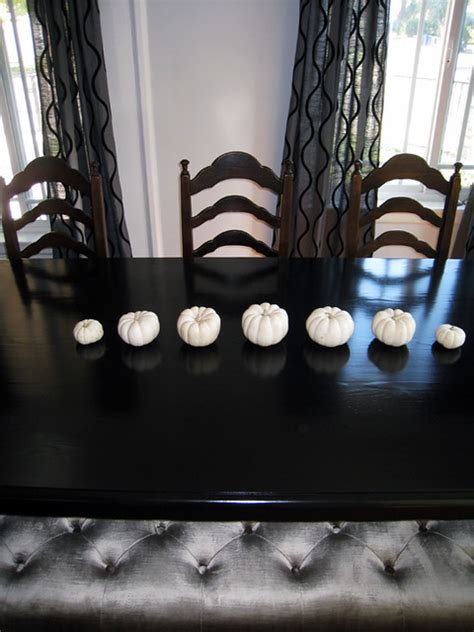 dining room table+white pumpkins for thanksgiving+bench+ol… | Flickr - Photo Sharing!
