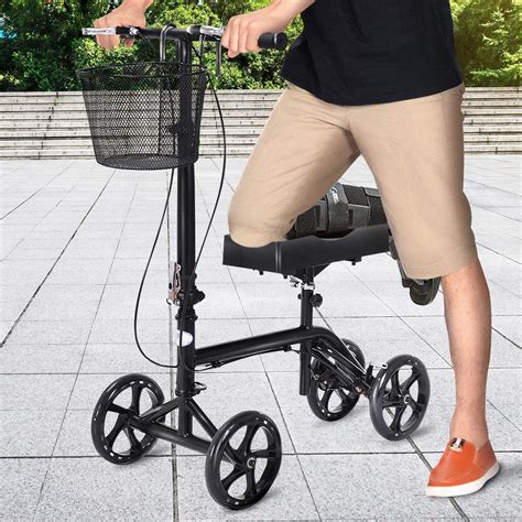 Goplus Steerable Knee Walker Folding Knee Scooter for Broken Leg, Foot Injuries, Height ...