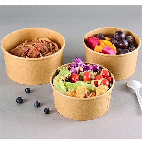 Restaurant Eco Friendly 500ml Kraft Paper Salad Bowl