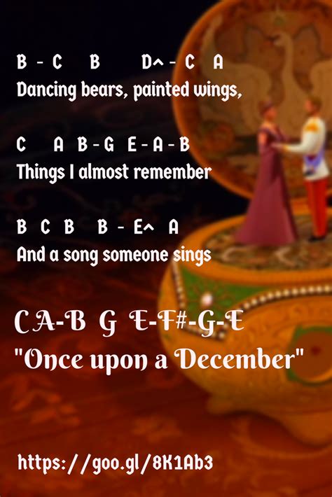 letter notes for 'Once upon a December' from the film Anastasia and sung by Deana Carter - good ...