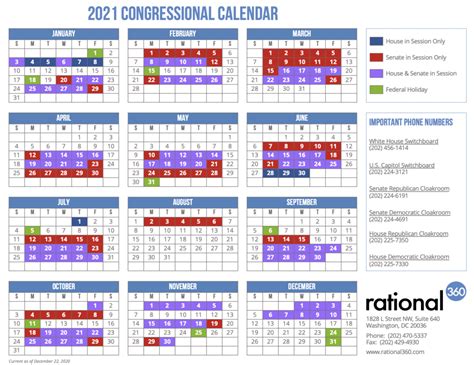 2020 Combined Congressional Calendar | Rational 360